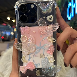 Letra personalizable Dream Softie, funda para teléfono 3D, funda rosa, funda bonita, funda de mariposa, funda para teléfono, funda personalizada, funda para iPhone, regalo para un amigo