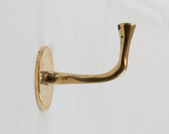 Unlacquered Brass Wall Hook, Vintage Bathroom Towel Hanger