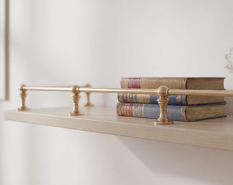 Unlacquered Solid Brass Gallery Rails for Wooden Shelves - Vintage-Inspired Decor Hardware