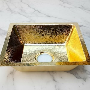 Hammered Brass Kitchen Sink, Handmade Vessel Sink, Vintage Farmhouse Style