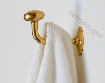 Handmade Unlacquered Brass Wall Hook: Bathroom & Door Hardware