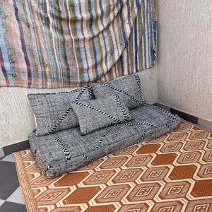 57% OFF **FEATURED Moroccan Floor couch - 4,5,6 & 7 ft (120/150/180/210 x70x15 cm) Unstuffed Complete set Long Floor Cushion .