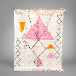 Beni ourain rug, Moroccan rug, Berber carpet, Cream Wool rug, Handmade rug, White Beni ourain style, Cream Area rug, Tapis berbere, Teppich.