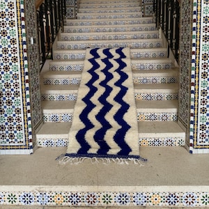Moroccan rug blue - Berber rug - Custom Moroccan rug - Beni ourain rug - Handmade rug - Abstract Wool rug - blue rug - moroccan blue rug