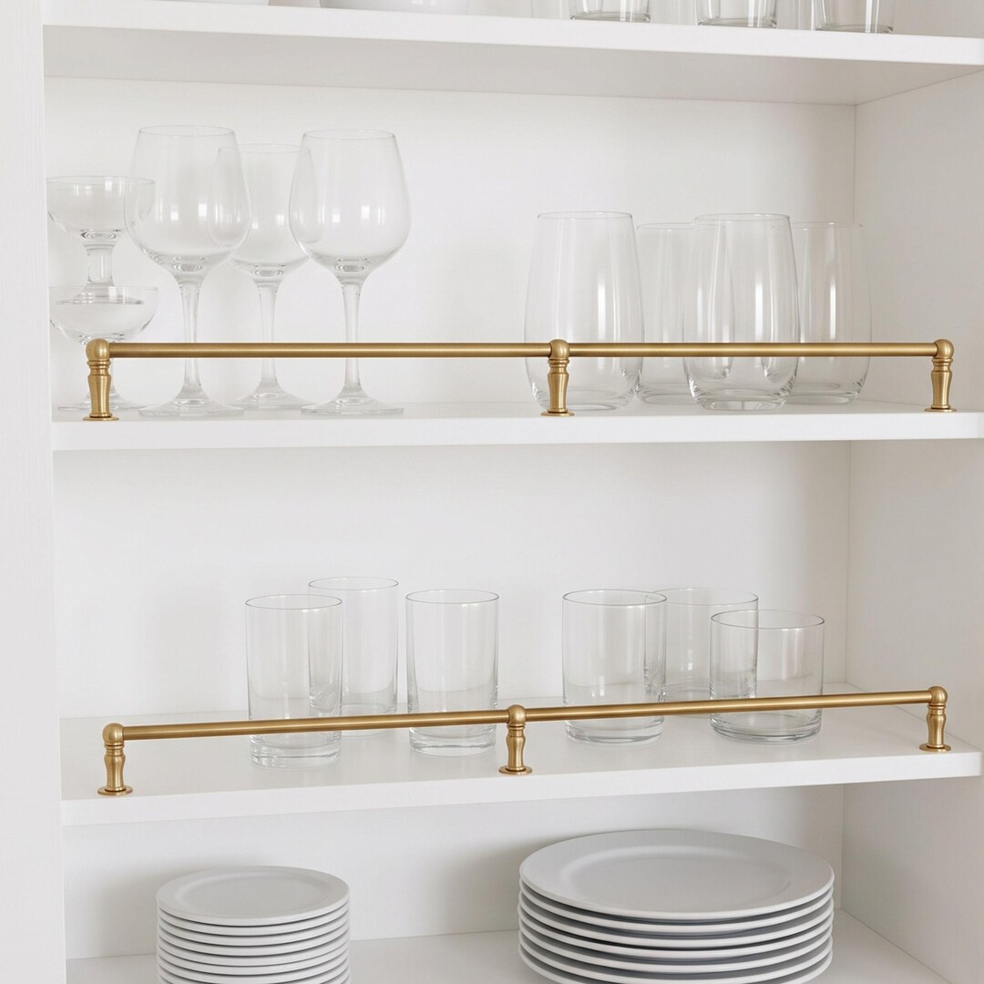 Gallery Shelf Rails Unlacquered Solid Brass Gallery Rails for Wooden Shelves - Vintage ...