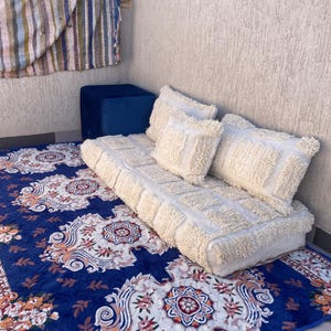 57% OFF ** Moroccan Floor couch - 4,5,6 & 7 ft (120/150/180/210 cm) Unstuffed White Floor Couch + Stuffing Zipped Pouches