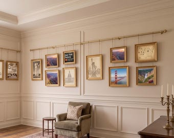 Adjustable Art Display Rail  Handmade Solid Brass Picture Hanging Rail System