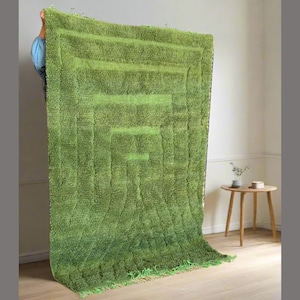 Moroccan Green Rug , Rug for living room , Handmade area rug , Wool Beni Ourain Rug , Colorful berber Rug , Custom Area Rug 8x10