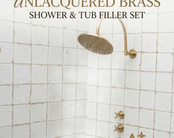 Nielakierowany mosiężny system natryskowy, głowica deszczownicy, wylewka wannowa, armatura Living Finish