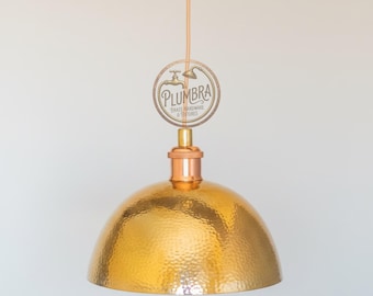 Hand Hammered Copper Dome Pendant Light | Kitchen Island Lighting