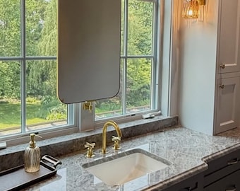 Unlacquered Solid Brass Bathroom Faucet, 3-Hole Deck Mount