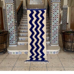 GORGEOUS BENIOURAIN CARPET, Moroccan Handmade Rug, Blue Rug, Living Room Rug, Handmade Wool Carpet, Azilal Berber Rug, Handwoven Rug