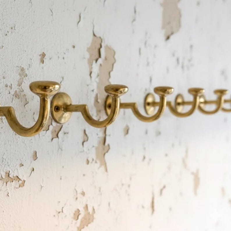Handcrafted Unlacquered Brass Wall Hook for Bathroom & Door Use