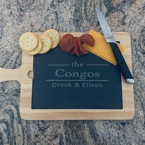 Personalized Slate Cheese Board: Engraved Charcuterie Serving Tray