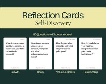 Deep Reflection Cards: Self-Discovery | Self-Care Activity Deck | Counseling Tool | Printable PDF