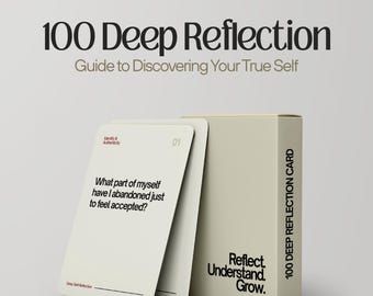 Deep Reflection Card Deck | Self-Reflection Prompts | Mental Wellness Tools | Deeper Self  | Printable Card
