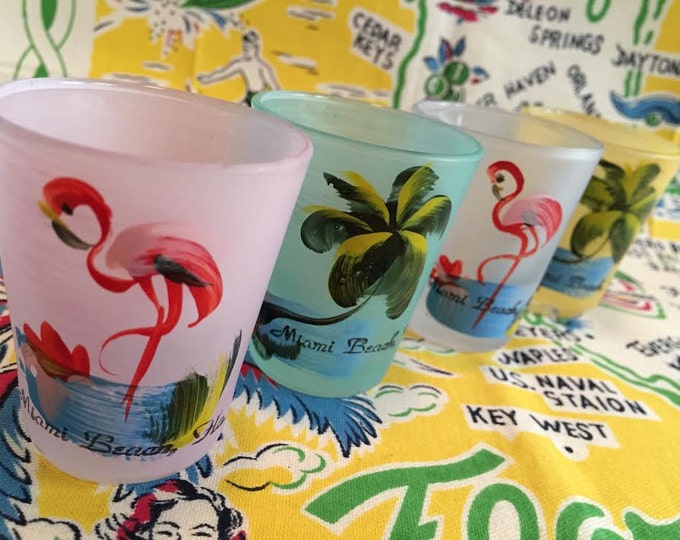 Vintage Miami Beach Florida Shot Glasses Set of 4 Frosted - Etsy