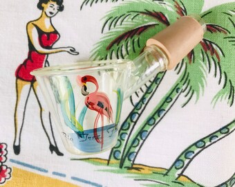 Vintage Florida souvenir jigger The Big Tree plastic hand painted flamingo 1950s kitsch