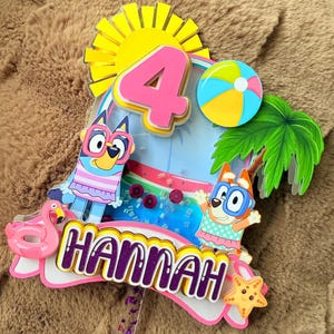 Décoration personnalisée pour gâteau d'anniversaire Bluey | Décoration pour fête d'enfants