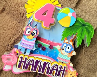 Bluey Birthday Cake Topper Personalized | Kids Party Decoration