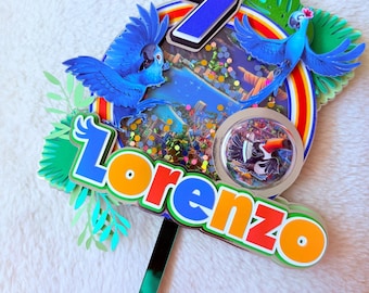Rio Movie Birthday Cake Topper – Personalized Name & Age, Colorful Party Decoration