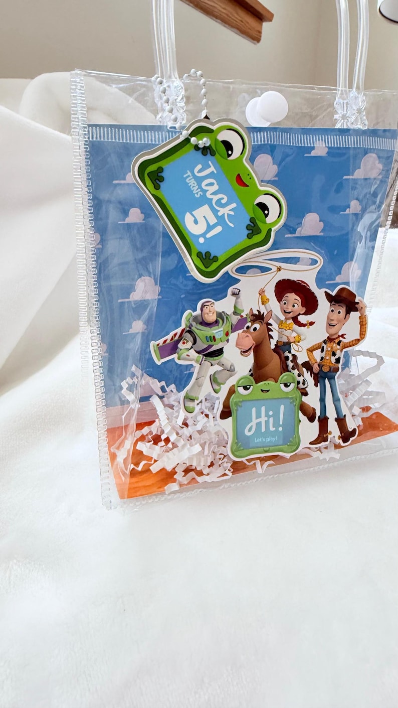 Toy Story Goodie Bags Personalized Birthday Party Favors, Custom Name Treat Bags, Kids Toy Theme Party Bags image 4