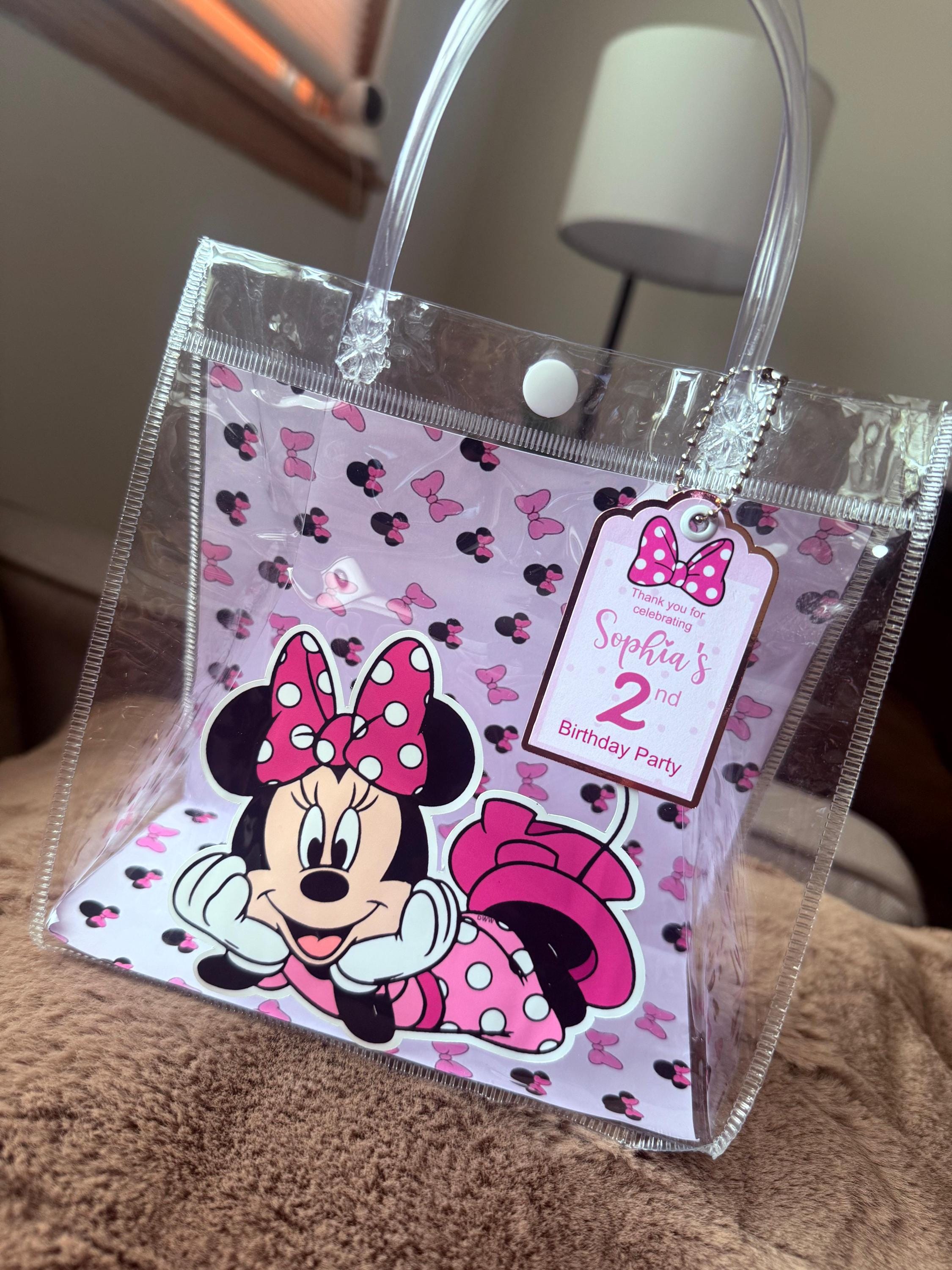 Minnie Mouse Goodie Bags - Personalized Birthday Favor Bags for Girls – Pink Polka Dot Theme – 2 Sizes – Name & Age