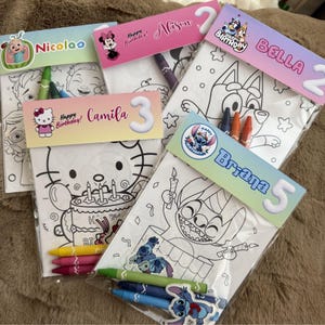 Coloring Party Favors for Kids – Personalized Goodie Bags with Crayons & Stickers – Custom Coloring Pack – Birthday Favor Set (5 Items)