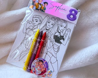 K-Pop Hunters Coloring Pack – Personalized Coloring Party Favors for Kids – Custom Goodie Bags Birthday Set