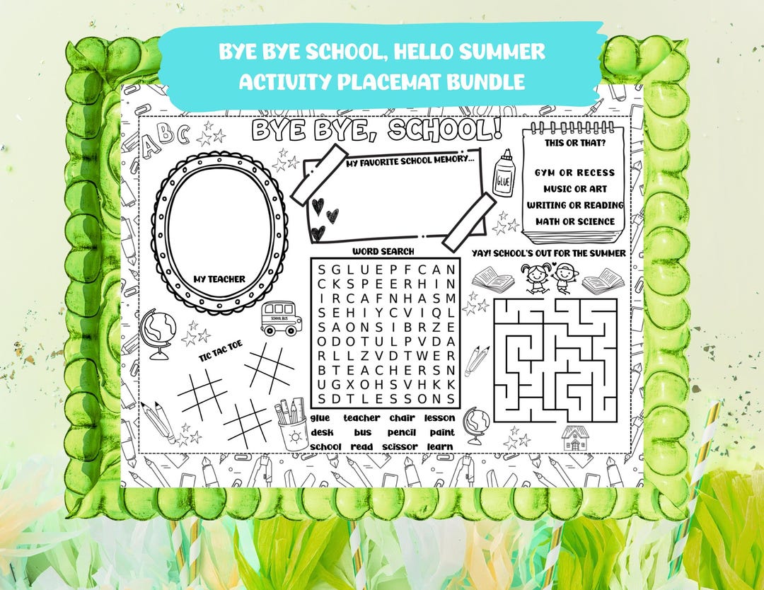 Bye Bye School Hello Summer Worksheet | End of School Year Activity ...