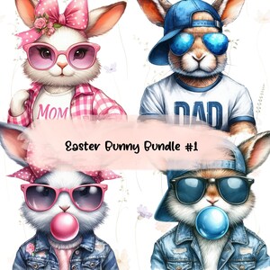 Famille de lapin de Pâques png, maman de lapin de Pâques, papa de lapin de Pâques, conception numérique de lapin de Pâques