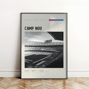 Poster dello stadio di Barcellona, decorazione murale del Camp Nou, stampa digitale dell'FC Barcelona, decorazione dello stadio della Liga, download digitale, poster dello stadio di calcio
