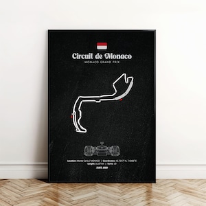 モナコグランプリポスター、モンテカルロF1トラックアート、ストリートサーキットF1プリント、レーシングデコレーション、デジタルダウンロード、F1サーキット