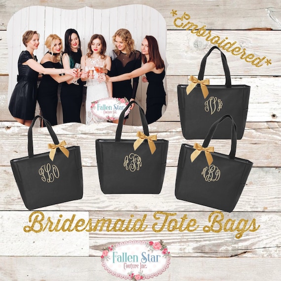 Personalized Bridesmaid Tote Bridesmaid Gift 11 Personalized Zippered Tote Bag Bridesmaids Gift Wedding Totes Wedding Party Gift