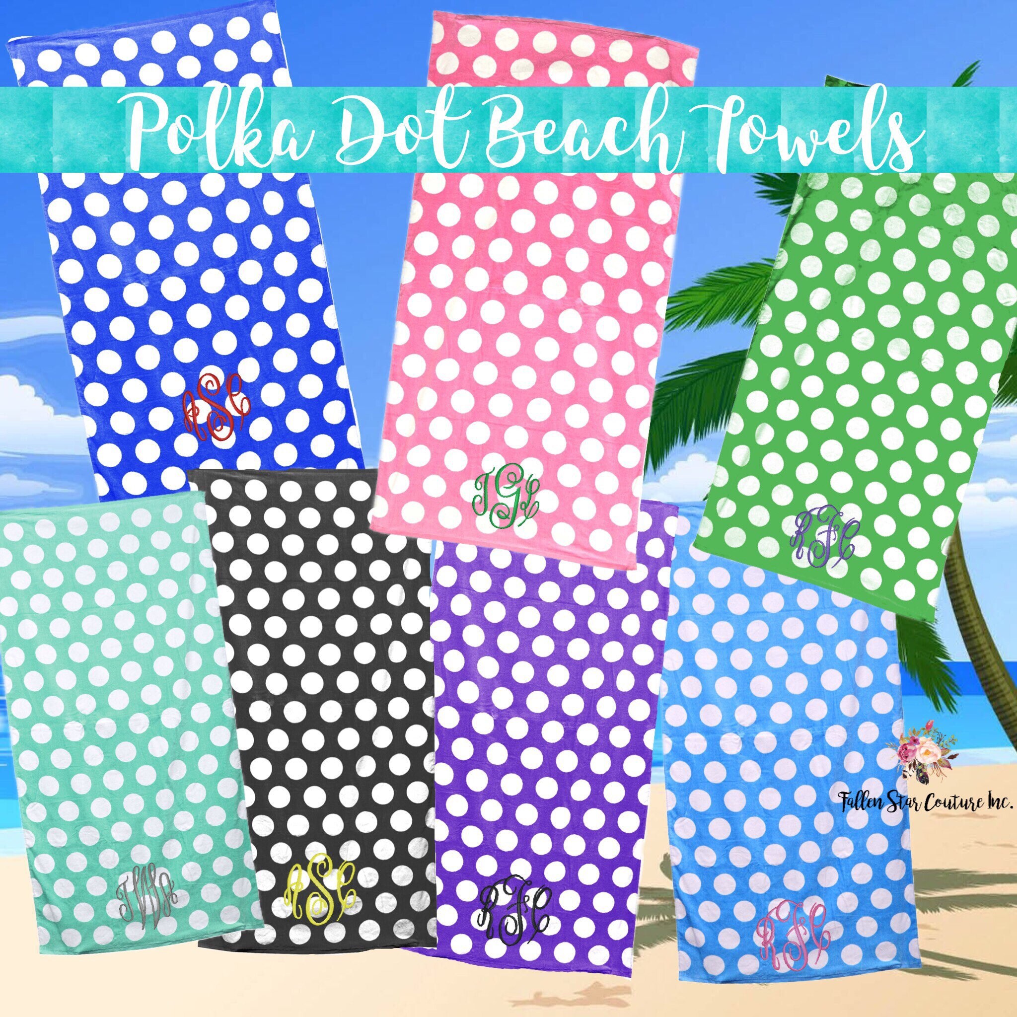 monogrammed polka dot beach towels polka dot personalized beach