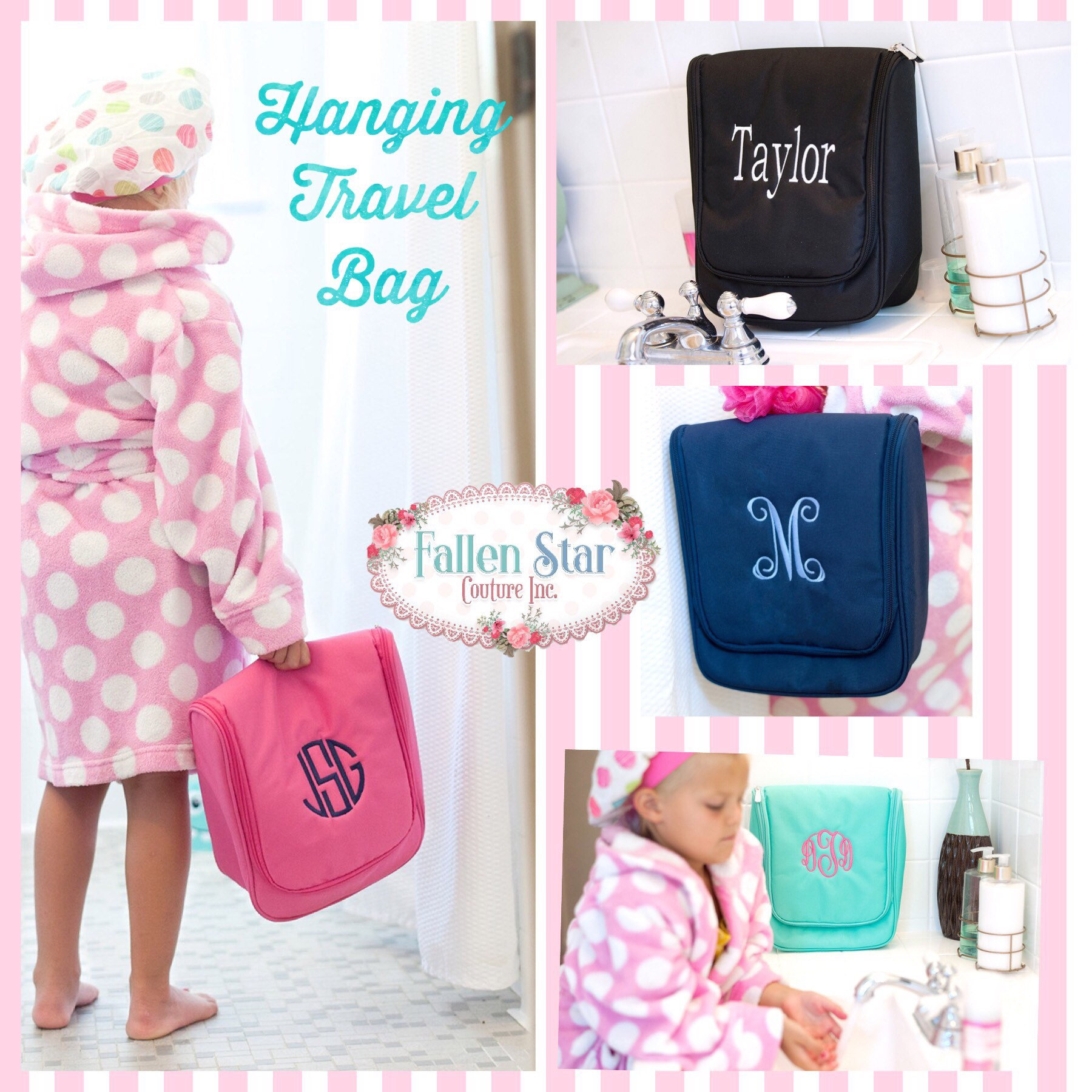 Hanging Toiletry Bag, Girls Travel Toiletry Bag, Cosmetic Bag, Personalized Travel Bag , Teen ...