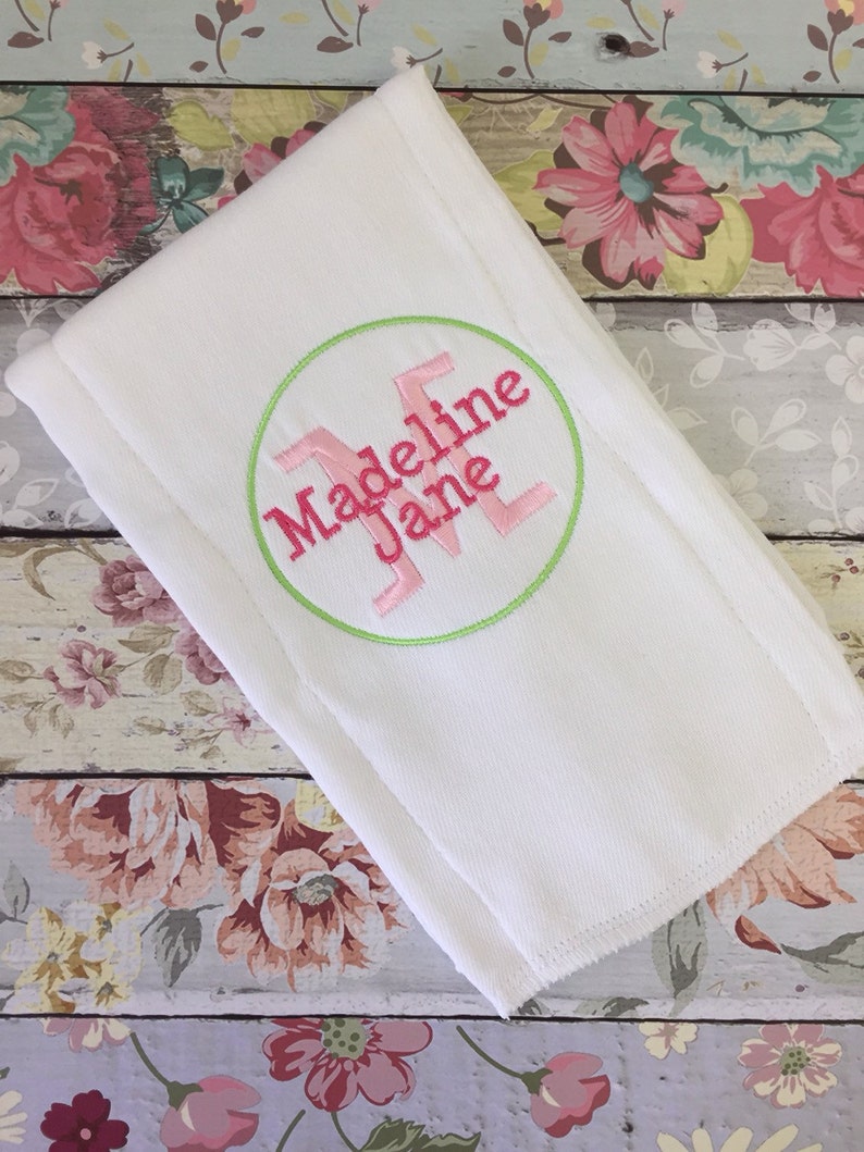 Baby burp cloth personalized newborn baby girl gift monogrammed burp cloth baby girl burp cloth