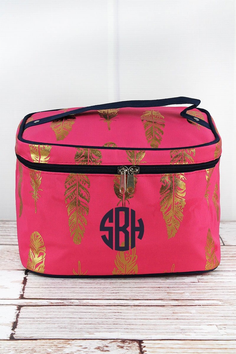 Monogrammed cosmetic case Large Train Case personalized Etsy