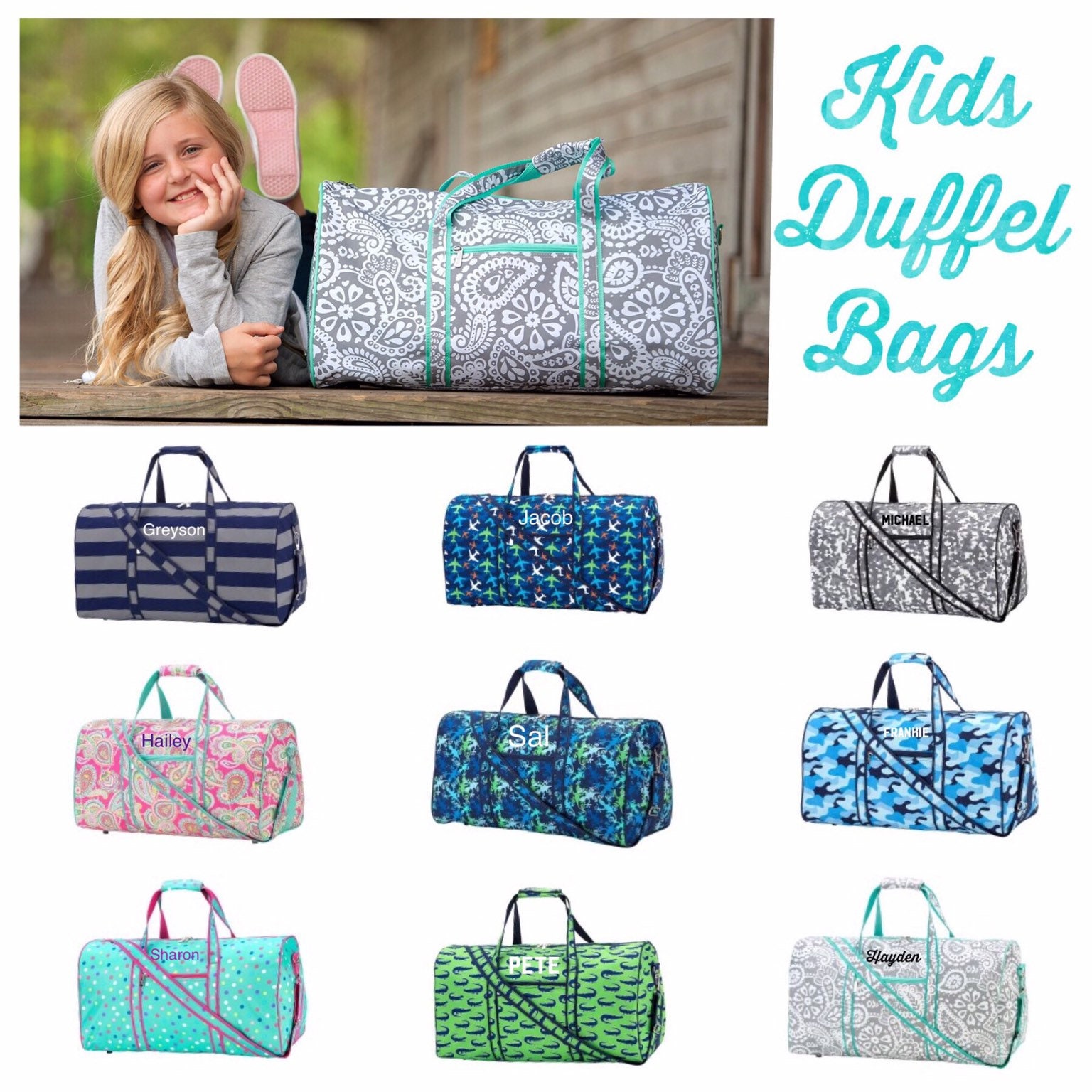 children's duffle bag personalized