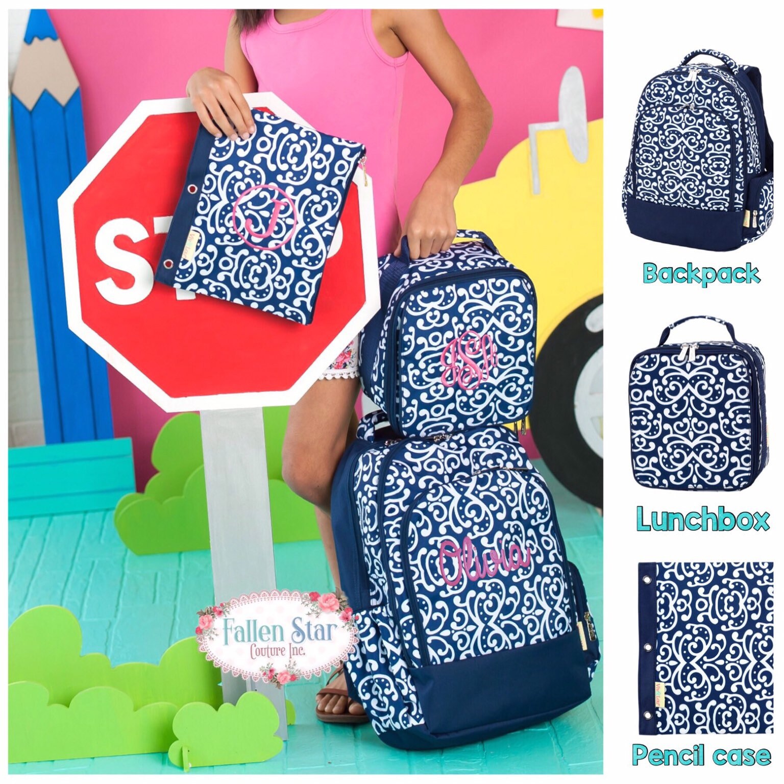 monogrammed backpacks for school