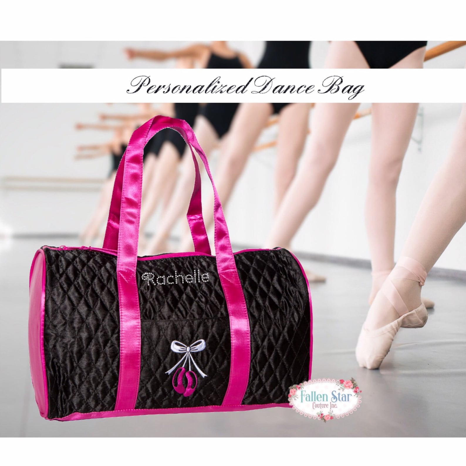 small girls ballet bag, dance class bag, ballet slipper duffel bag, duffel bag for girls dance, personalized dance class bag, ba