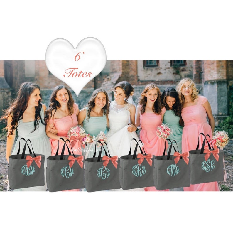 6 bridesmaid Totes Bridesmaid Gifts Bridesmaid Tote Bag Etsy