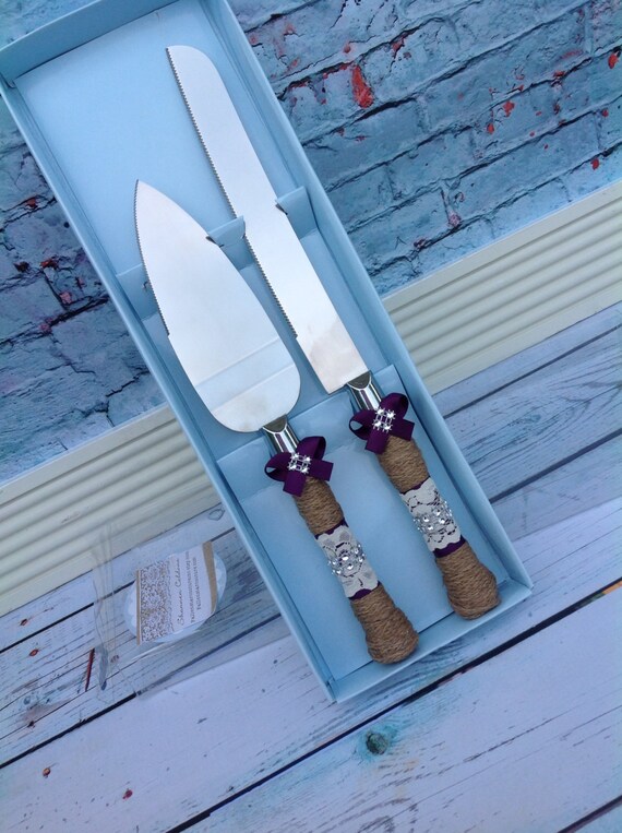 PLUM / Wedding cake knife set / burlap knife set / cake Etsy