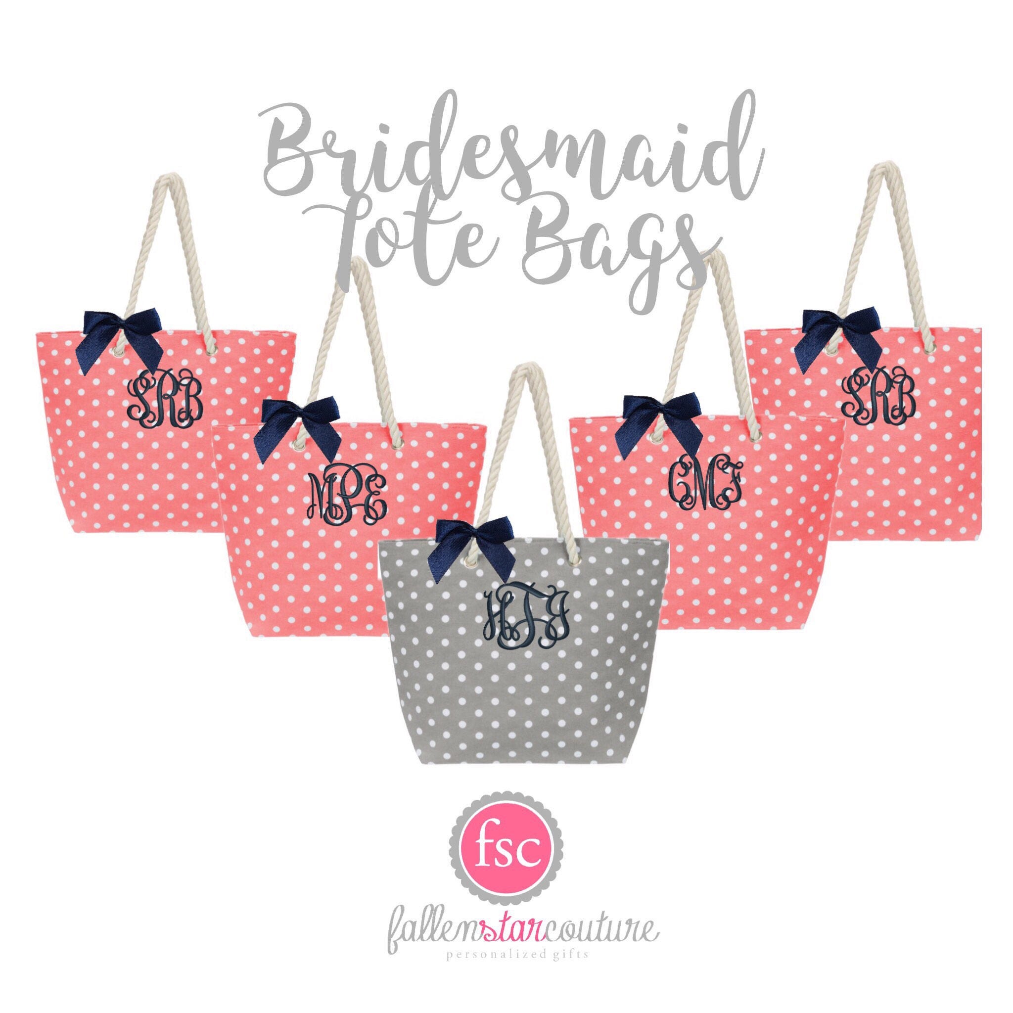 Coral Tote Bags Bridesamid Tote Bags Bridal Party Tote Bags