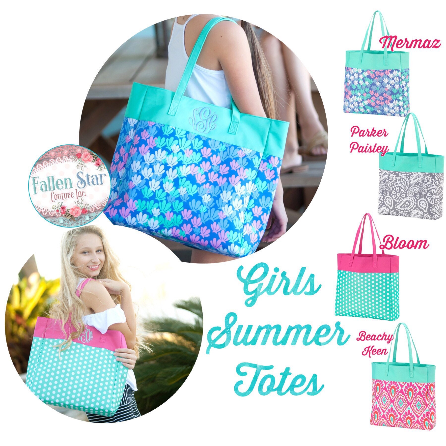 Girls tote bag tween tote bag kids travel bag girls beach Etsy