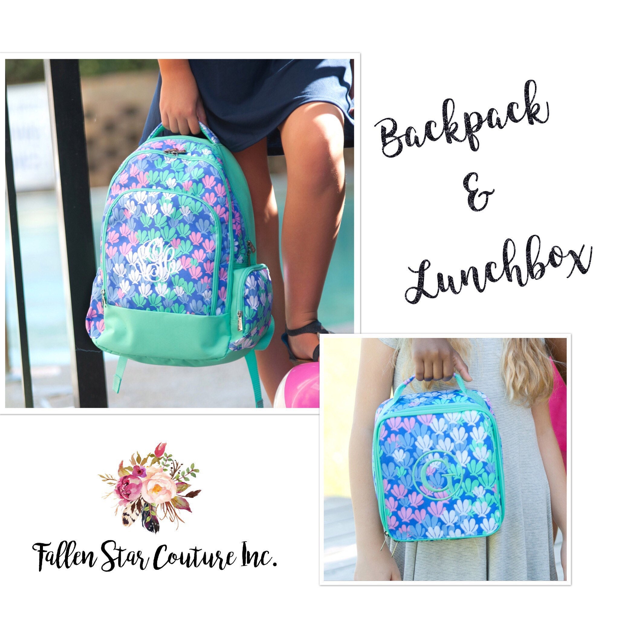 monogrammed backpacks and lunch boxes