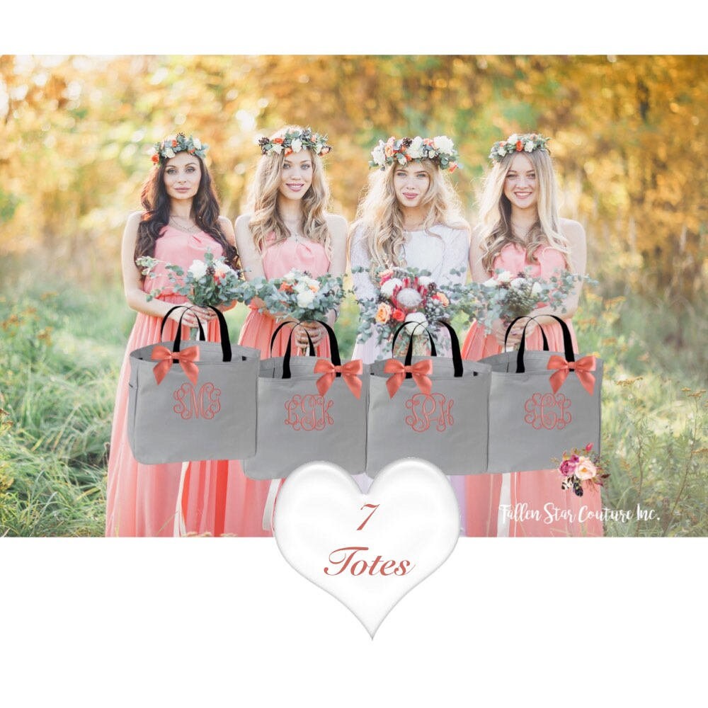 SET of 7 bridesmaid tote bags bridesmaid gifts Etsy