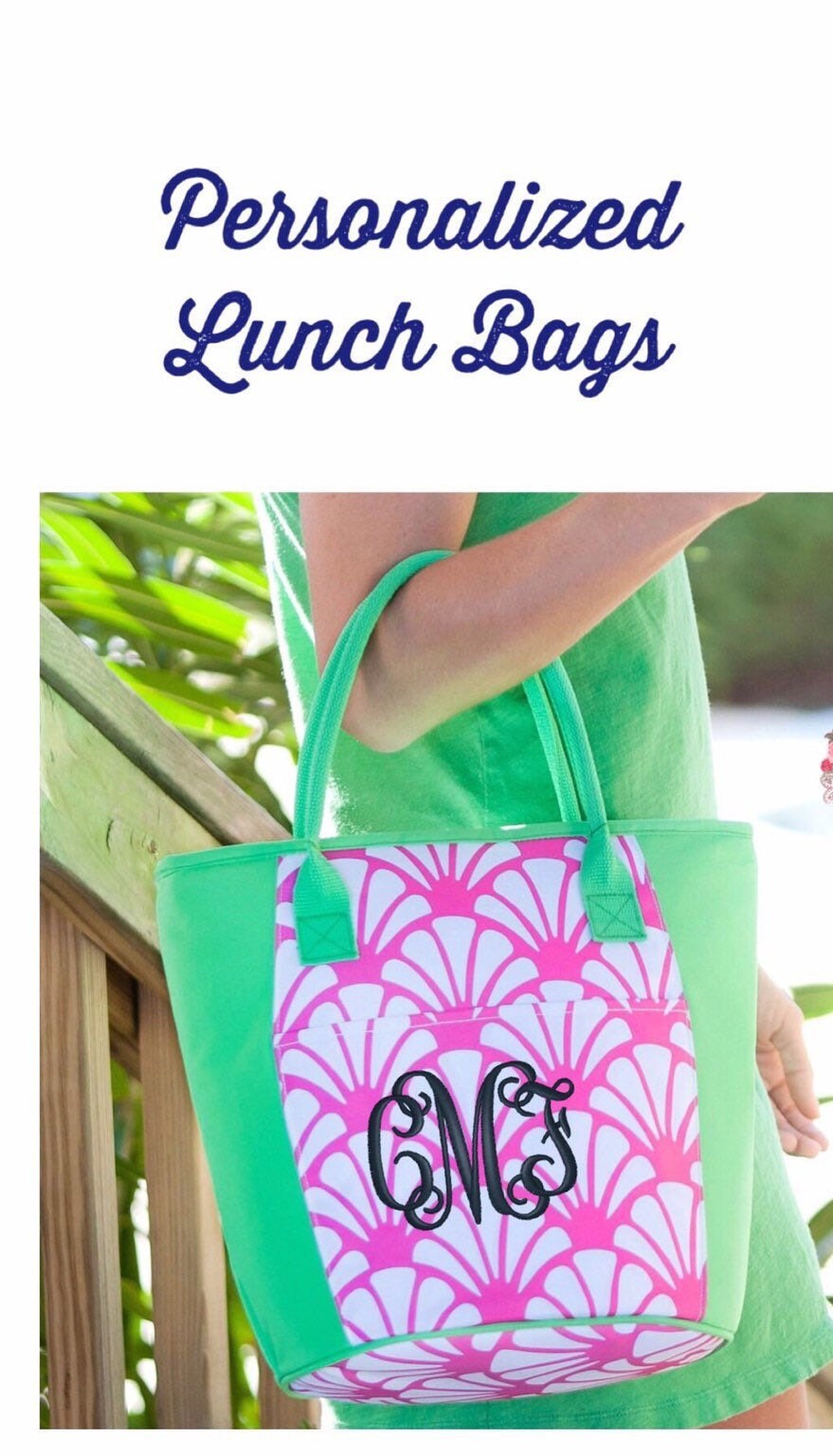 monogrammed insulated lunch bag