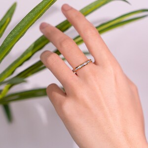 18K Slim Luminous Crystal Gold Band | 18K Gold Plated | Gemstone Rings | Stacking Ring | Minimalist Ring | Delicate Ring | Gift for Her