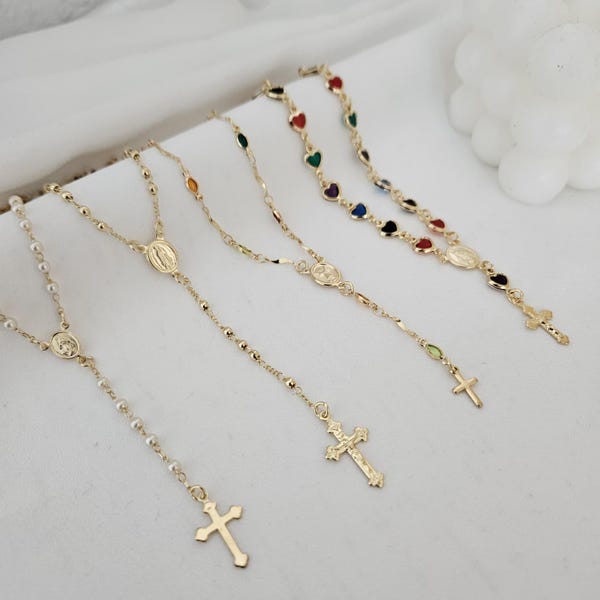 18k Gold Filled Rosenkranzhalskette: Personalisiertes katholisches Schmuckgeschenk